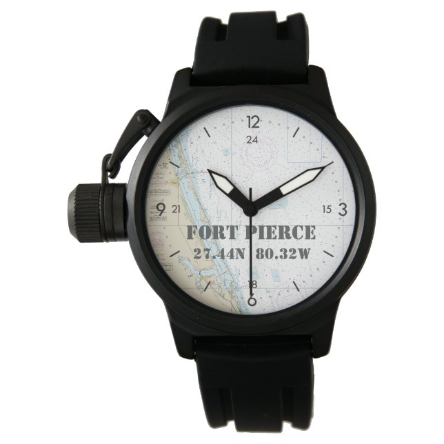 Nautical Latitude Longitude Boater Fort Pierce FL Horloge (Voorkant)