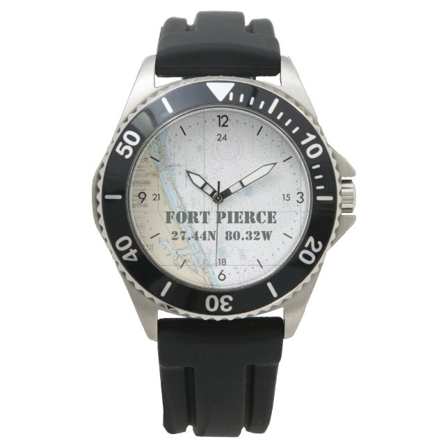 Nautical Latitude Longitude Boater Fort Pierce FL Horloge (Voorkant)