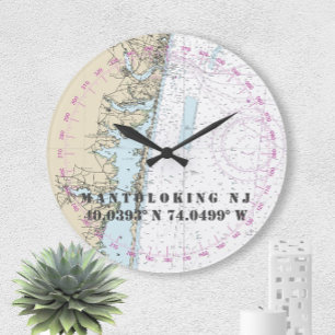 Nautical Latitude Longitude Mantoloking NJ 24-uur Grote Klok