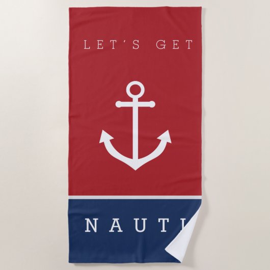 Nautical let s get nauti strand handdoek with anch (Voorkant)