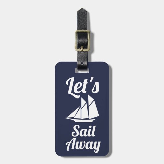 Nautical Let's Sail Away White Sailboat Bagagelabel (Voorkant verticaal)