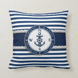 Nautical - "Liberty, Amity, Life, Zeeen" Kussen