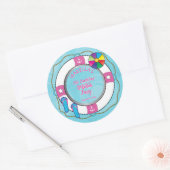 Nautical Life Preserver 5e verjaardag Pool Party Ronde Sticker (Envelop)