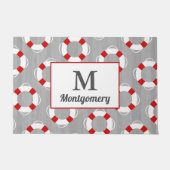 Nautical Life Preserver & Grey Personalized Deurmat (Voorkant)