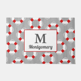 Nautical Life Preserver & Grey Personalized Deurmat