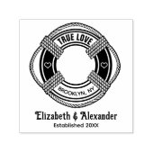 Nautical Life Preserver Wedding Couple Datum verst Zelfinktende Stempel (Design)