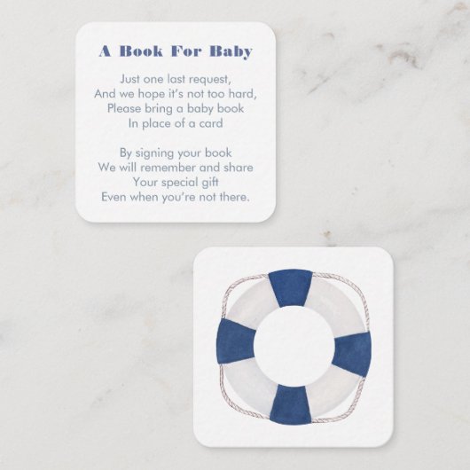 Nautical Life Ring Breng een boek voor Baby shower Informatiekaartje (Voorkant / Achterkant)
