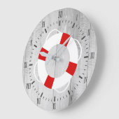 Nautical Life Saver Buoy & Grey Wood Print Grote Klok (Hoek)