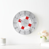 Nautical Life Saver Buoy & Grey Wood Print Grote Klok (Huis)
