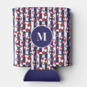 Nautical Lifebelts on Blue and White Stripes Blikjeskoeler (Achterkant)