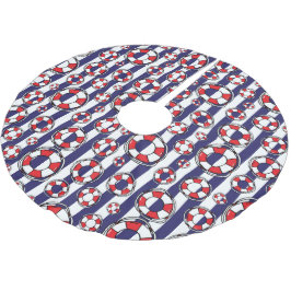 Nautical Lifebelts Red White Blue Striped Kerstboom Rok