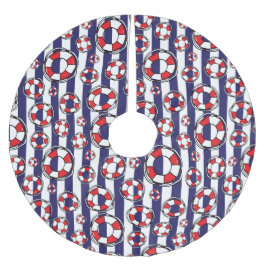 Nautical Lifebelts Red White Blue Striped Kerstboom Rok