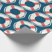 Nautical Lifesaver Pool Ocean Baby shower Birthday Cadeaupapier (Hoek)