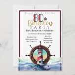 Nautical Light House Ocean Waves 80th Birthday Kaart<br><div class="desc">Red en Blue Nautical Lighthouse Ocean Wave 80th Birthday Invitation for Women. Gemakkelijk om de steekproeftekst in uw eigen te veranderen door te klikken personaliseer. Klik verder aanpassen om het doopvonttype, de kleur van de doopvont, de doopvontgrootte te veranderen, of de tekst of de ontwerpelementen toe te voegen/te schrappen/te veranderen....</div>