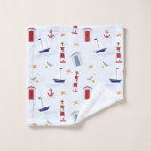 Nautical Light House Sail Boat Pattern Bad Handdoek (Wasdoekje)