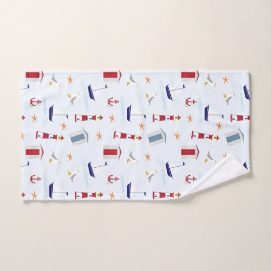 Nautical Light House Sail Boat Pattern Bad Handdoek (Handdoek)