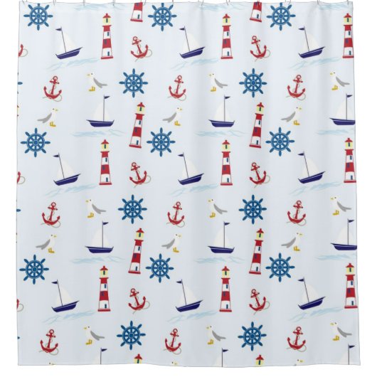 Nautical Lighthouders, Boats, Anchor Ocean Thmed Douchegordijn (Voorkant)