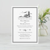 Nautical Lighthouding all in one Beach Wedding Kaart (Staand voorkant)
