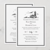 Nautical Lighthouding all in one Beach Wedding Kaart (Voorkant / Achterkant)