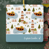 Nautical Lighthouse and Boat Kind Pattern Kerstmis Keramisch Ornament