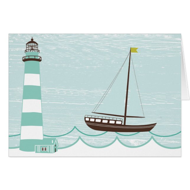 Nautical Lighthouse and Sail Boat All Occasion Car (Voorkant Horizontaal)