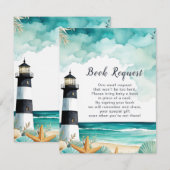 Nautical Lighthouse Baby shower Boek aanvragen Informatiekaartje (Voorkant / Achterkant)
