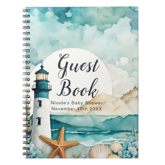 Nautical Lighthouse Baby Shower Guest Book Notitieboek (Voorkant)