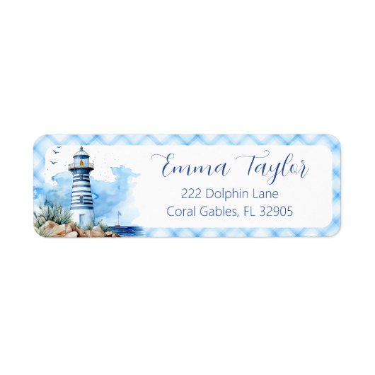 Nautical Lighthouse Baby shower Retouradres Etiket (Voorkant)