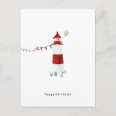 Nautical Lighthouse Beach Happy Birthday Balloon Briefkaart (Voorkant)