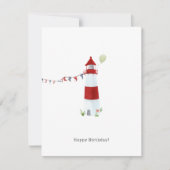 Nautical Lighthouse Beach Happy Birthday Balloon Notitiekaartje (Voorkant)