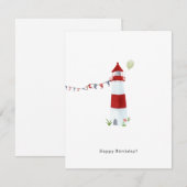 Nautical Lighthouse Beach Happy Birthday Balloon Notitiekaartje (Voorkant / Achterkant)