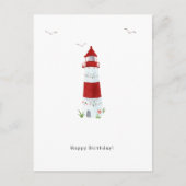 Nautical Lighthouse Beach Happy Birthday Seagulls Briefkaart (Voorkant)