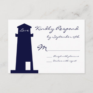 Nautical Lighthouse Beach Wedding RSVP-kaarten RSVP Kaartje