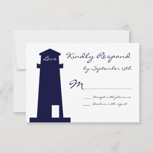 Nautical Lighthouse Beach Wedding RSVP-kaarten RSVP Kaartje (Voorkant)