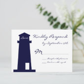 Nautical Lighthouse Beach Wedding RSVP-kaarten RSVP Kaartje (Staand voorkant)