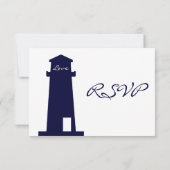 Nautical Lighthouse Beach Wedding RSVP-kaarten RSVP Kaartje (Achterkant)