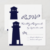 Nautical Lighthouse Beach Wedding RSVP-kaarten RSVP Kaartje (Voorkant / Achterkant)