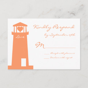 Nautical Lighthouse Beach Wedding RSVP-kaarten RSVP Kaartje