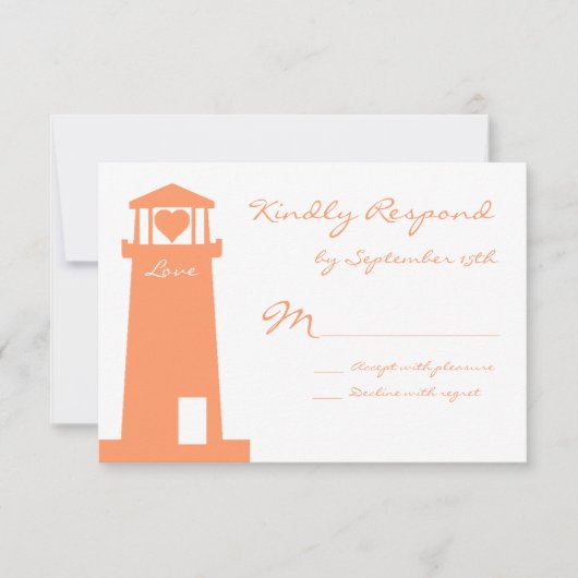 Nautical Lighthouse Beach Wedding RSVP-kaarten RSVP Kaartje (Voorkant)