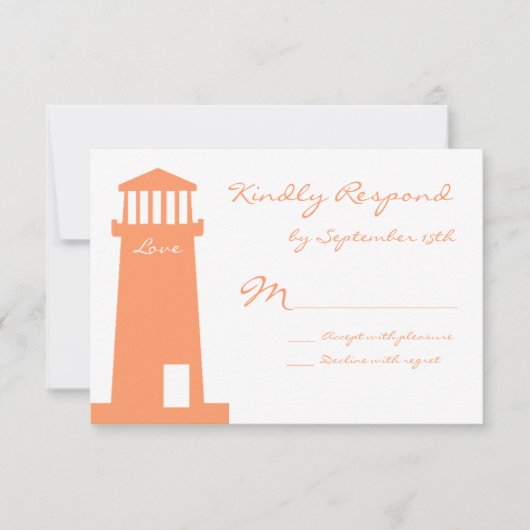 Nautical Lighthouse Beach Wedding RSVP-kaarten RSVP Kaartje (Voorkant)