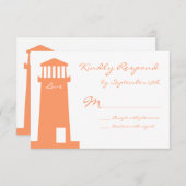 Nautical Lighthouse Beach Wedding RSVP-kaarten RSVP Kaartje (Voorkant / Achterkant)