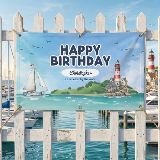 Nautical Lighthouse Birthday Banner