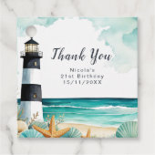 Nautical Lighthouse Birthday Bedankjes Labels (Voorkant)