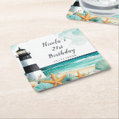 Nautical Lighthouse Birthday Kartonnen Onderzetters (Schuin)