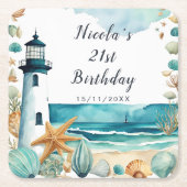 Nautical Lighthouse Birthday Kartonnen Onderzetters (Voorkant)