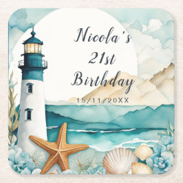Nautical Lighthouse Birthday Kartonnen Onderzetters