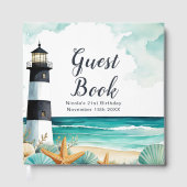 Nautical Lighthouse Birthday Party Gastenboek (Voorkant)