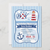 Nautical Lighthouse Boy Baby shower Kaart (Voorkant)