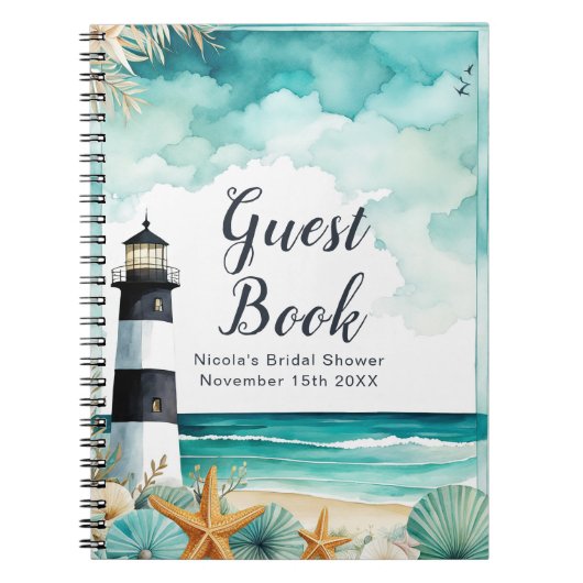 Nautical Lighthouse Bridal Shower Guest Book Notitieboek (Voorkant)