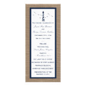 Nautical Lighthouse Burlap Wedding Program Reclamekaart (Voorkant)